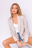 Faux Leather Cream Blazer