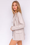 Faux Leather Cream Blazer