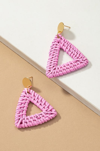 Woven Rattan Drop Earrings