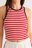 Stripe Thermal Red/Navy Tank