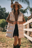 Taupe Faux Leather Long Vest l LARGE ONLY