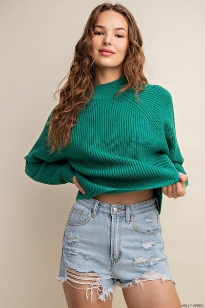 Kelly Green Cropped Sweater