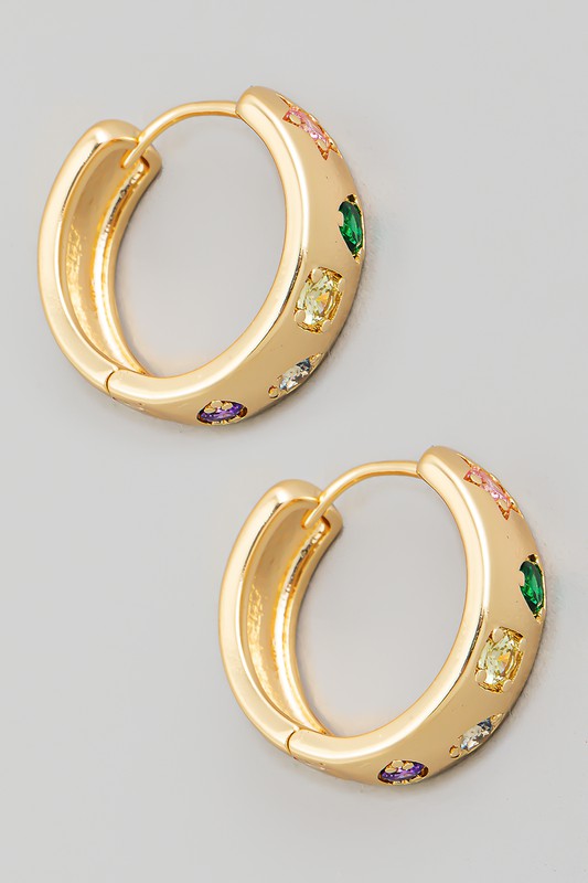 Gold Colored Diamond Hoops