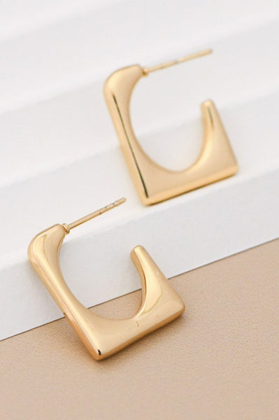 Gold Squared Hoop
