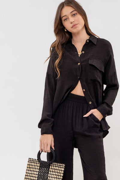 Black Lightweight Button Down Shirt