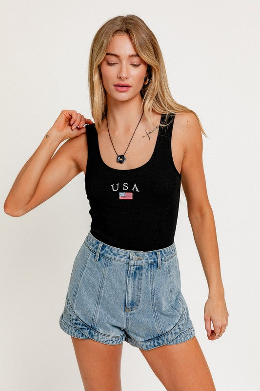 Black USA Bodysuit