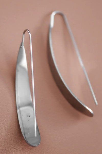 Silver Curved Flat Earring