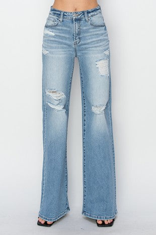 Risen High Rise Heavy Distressed Jeans