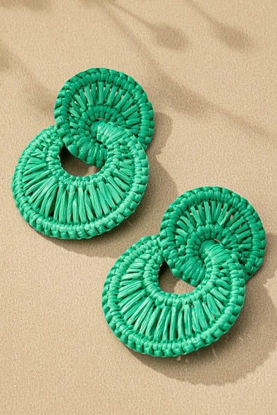Double Hoop Raffia Earrings
