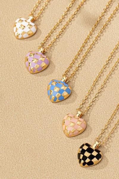 Checker Heart Necklace