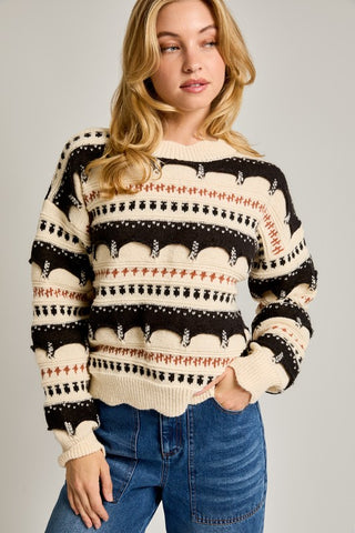 Cream Multi Striped Sweater