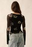 Floral Mesh Henley Top