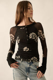 Floral Mesh Henley Top