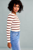 Brown Stripe Round Neck Bodysuit