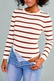 Brown Stripe Round Neck Bodysuit