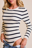 Navy Stripe Round Neck Bodysuit