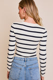 Navy Stripe Round Neck Bodysuit