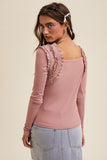 Dusty Rose Ruffle Accent Top