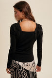 Black Ruffle Accent Top