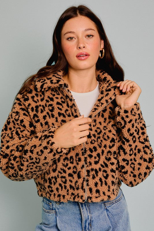 Leopard Sherpa Jacket