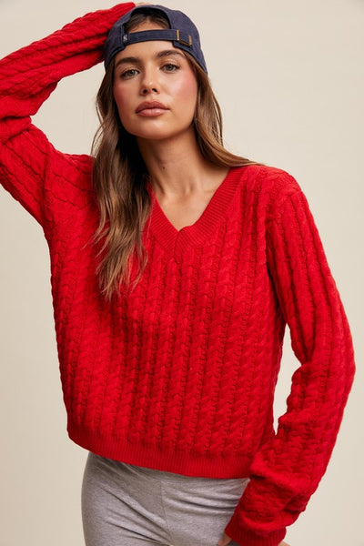 Red Classic Knit Sweater