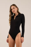 Black Collared Bodysuit