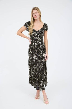 Black Floral Midi Dress
