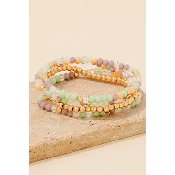 Multi Beaded Layered Bracelet Set