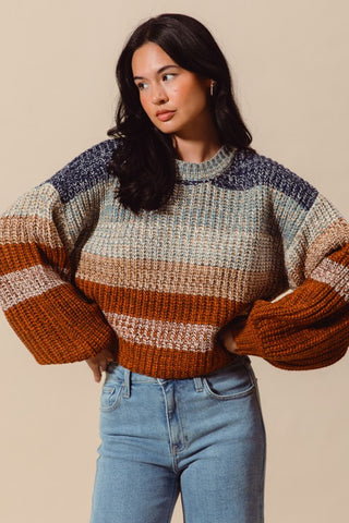 Navy & Rust Stripe Sweater