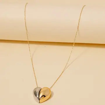 Two Tone Teardrop Pendant Necklace