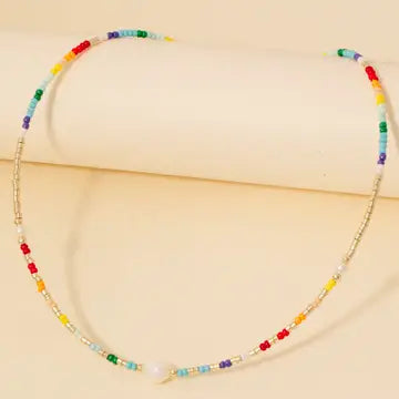 Pearl and Seed Beaded Pattern Choker