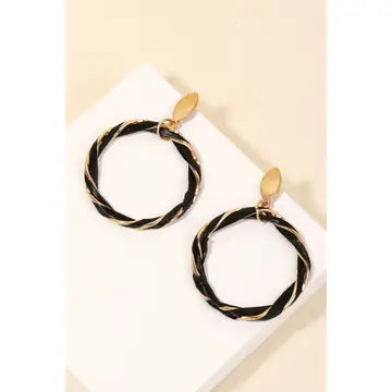 Raffia Twist Wrap Hoop Drop Earrings