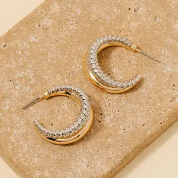 Two Tone Layered Hoop Earrings