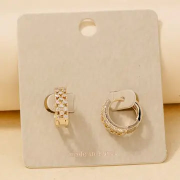 Rhinestone Checkered Hinge Earrings