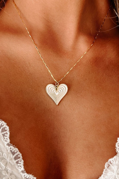 White Heart Chain Necklace