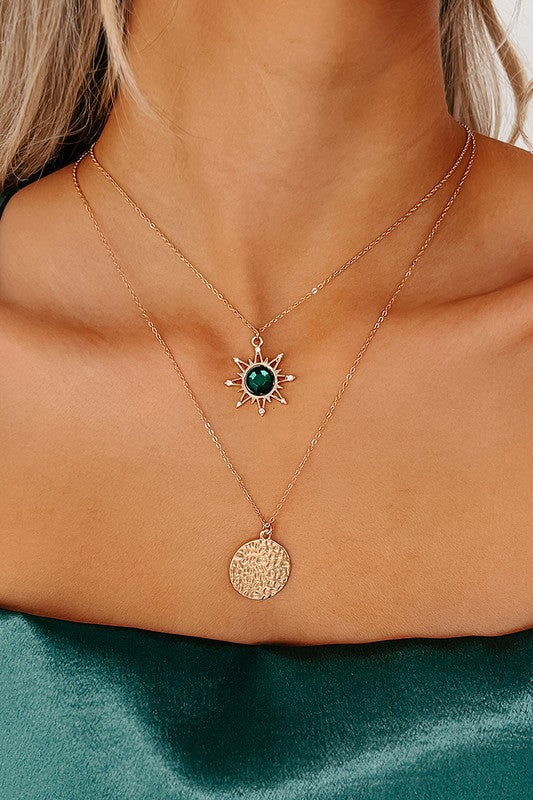Emerald Detail Charm Necklace