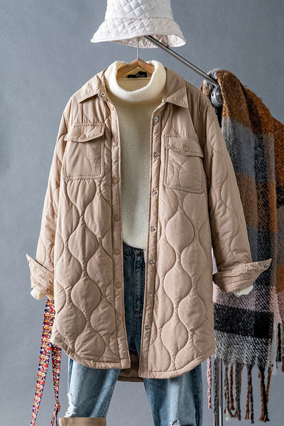 Khaki Quilted Puffer Jacket